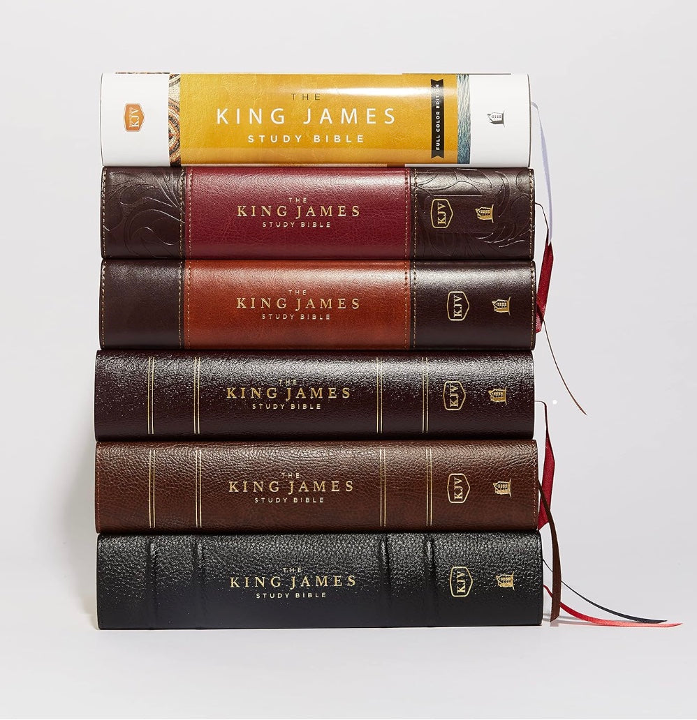 KJV, The King James Study Bible, Bonded Leather, Burgundy, Red Letter, Full-Color Edition - Candlelight Inspiration 